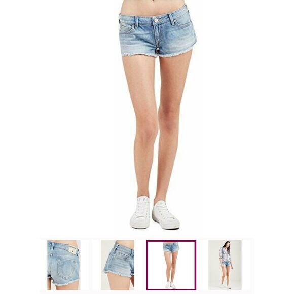 True Religion Women's Joey Denim Cutoff Denim Shorts in Blue Moon size 23 - Y2K - Picture 2 of 13